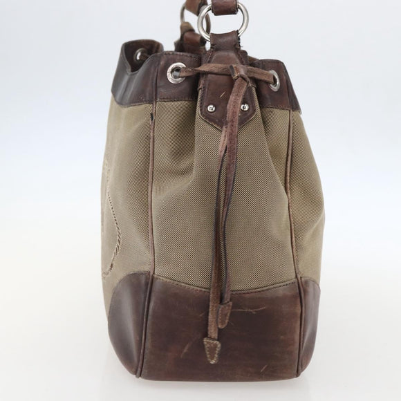 PRADA Tote Bag Canvas Beige Silver Auth 157454