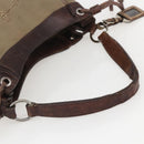 PRADA Tote Bag Canvas Beige Silver Auth 157454-7