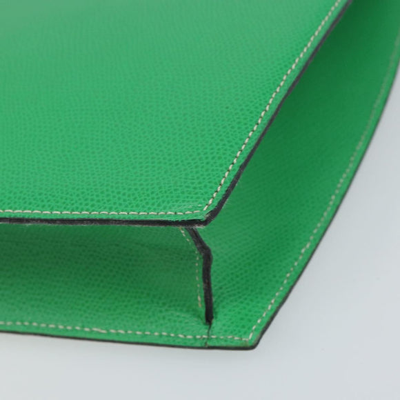 BALLY Hand Bag Leather Green Gold Auth 157455