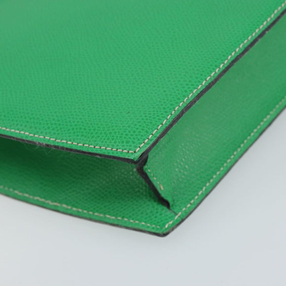 BALLY Hand Bag Leather Green Gold Auth 157455