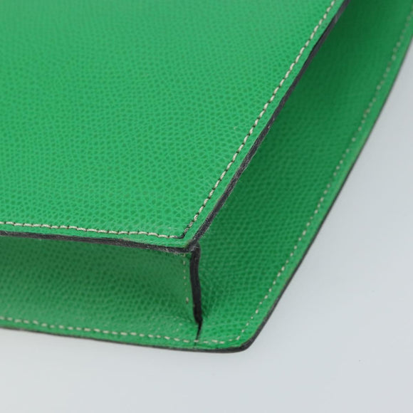 BALLY Hand Bag Leather Green Gold Auth 157455