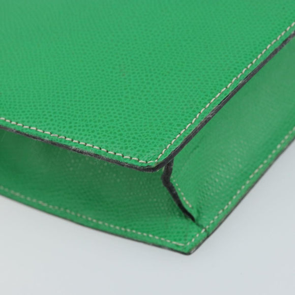 BALLY Hand Bag Leather Green Gold Auth 157455