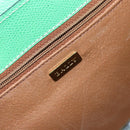 BALLY Hand Bag Leather Green Gold Auth 157455-15