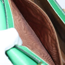 BALLY Hand Bag Leather Green Gold Auth 157455-19