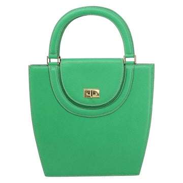 BALLY Hand Bag Leather Green Gold Auth 157455 - 0