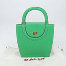 BALLY Hand Bag Leather Green Gold Auth 157455-21