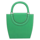BALLY Hand Bag Leather Green Gold Auth 157455-3