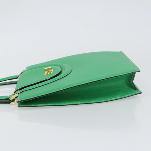 BALLY Hand Bag Leather Green Gold Auth 157455
