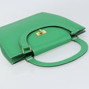 BALLY Hand Bag Leather Green Gold Auth 157455-6