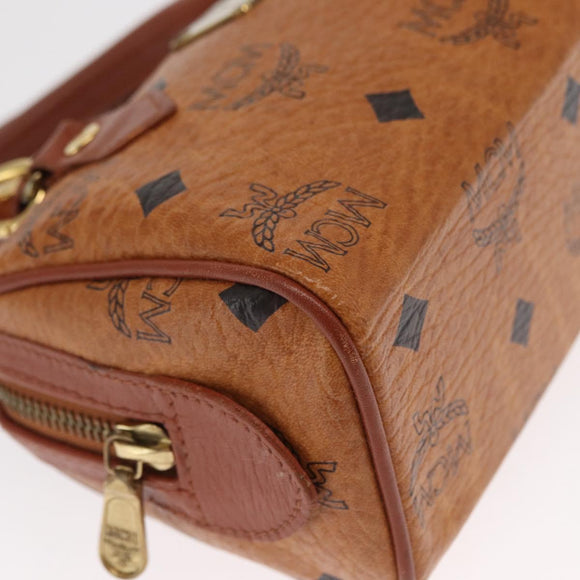 MCM Vicetos Logogram mini Hand Bag PVC Leather 2way Brown Gold Auth 157456