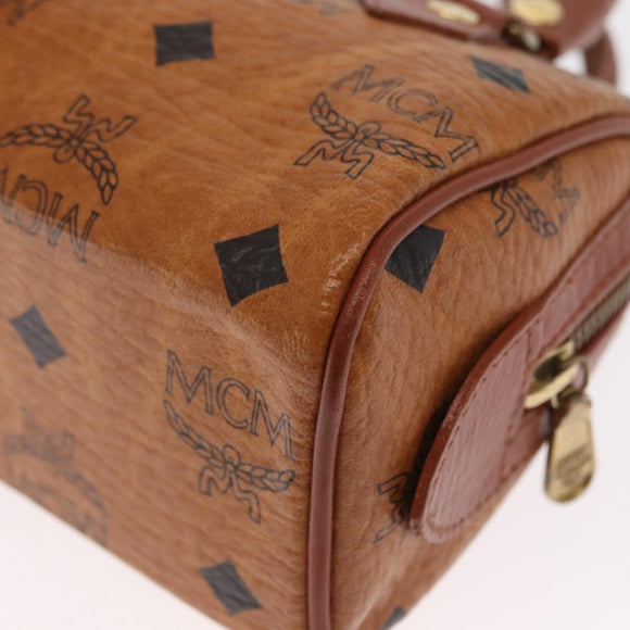 MCM Vicetos Logogram mini Hand Bag PVC Leather 2way Brown Gold Auth 157456