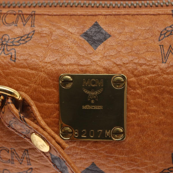 MCM Vicetos Logogram mini Hand Bag PVC Leather 2way Brown Gold Auth 157456