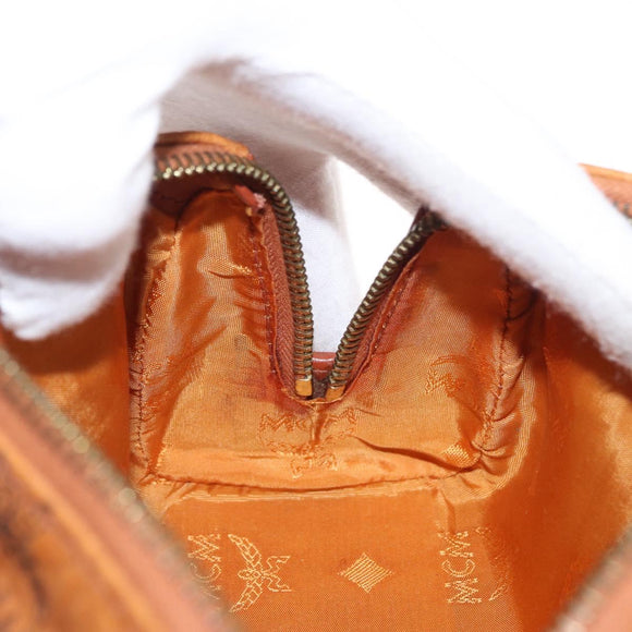 MCM Vicetos Logogram mini Hand Bag PVC Leather 2way Brown Gold Auth 157456