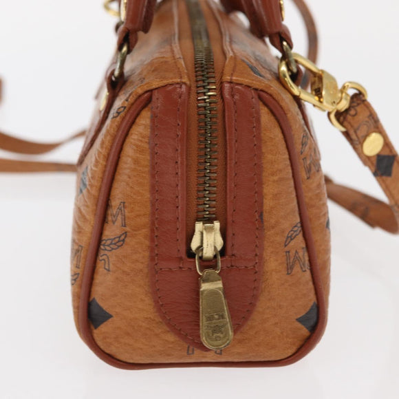MCM Vicetos Logogram mini Hand Bag PVC Leather 2way Brown Gold Auth 157456