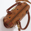 MCM Vicetos Logogram mini Hand Bag PVC Leather 2way Brown Gold Auth 157456-6