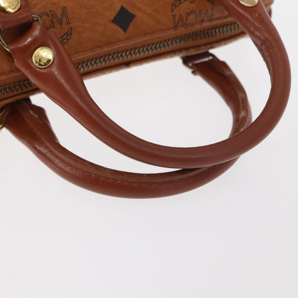 MCM Vicetos Logogram mini Hand Bag PVC Leather 2way Brown Gold Auth 157456