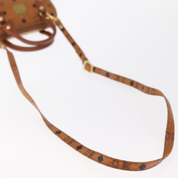MCM Vicetos Logogram mini Hand Bag PVC Leather 2way Brown Gold Auth 157456