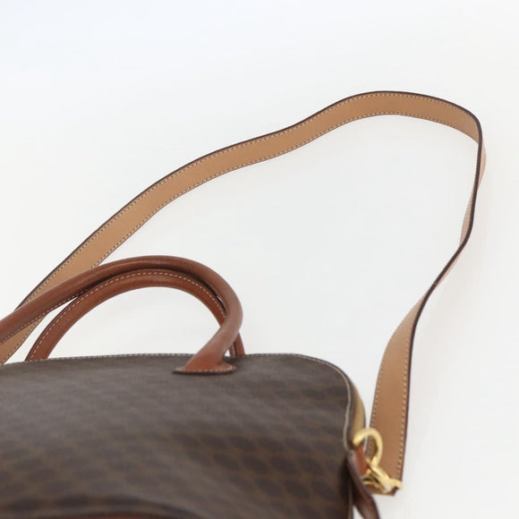 CELINE Macadam Canvas Hand Bag PVC Leather 2way Brown Gold Auth 157458V