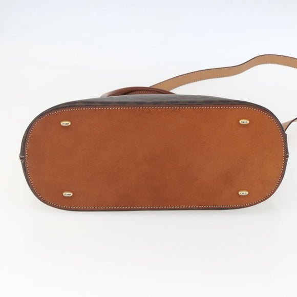 CELINE Macadam Canvas Hand Bag PVC Leather 2way Brown Gold Auth 157458V