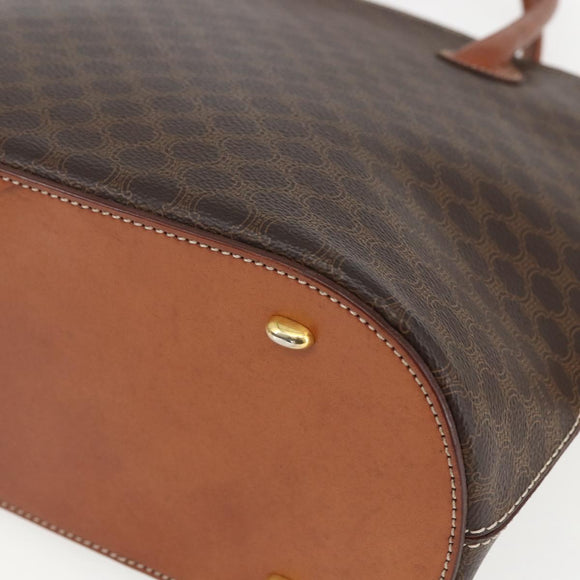 CELINE Macadam Canvas Hand Bag PVC Leather 2way Brown Gold Auth 157458V
