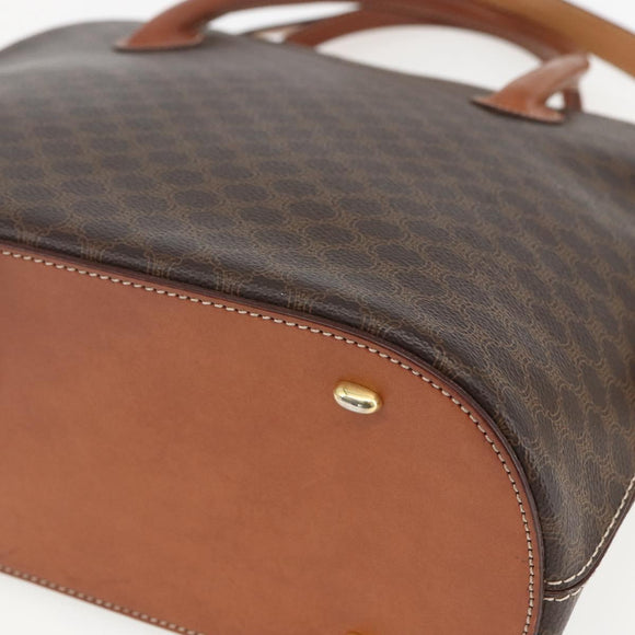 CELINE Macadam Canvas Hand Bag PVC Leather 2way Brown Gold Auth 157458V