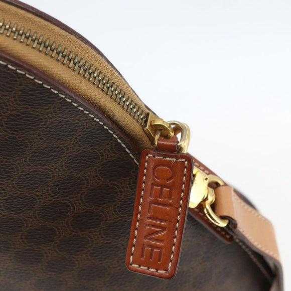 CELINE Macadam Canvas Hand Bag PVC Leather 2way Brown Gold Auth 157458V