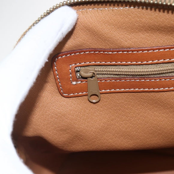 CELINE Macadam Canvas Hand Bag PVC Leather 2way Brown Gold Auth 157458V