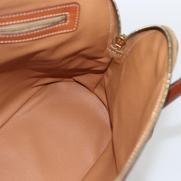 CELINE Macadam Canvas Hand Bag PVC Leather 2way Brown Gold Auth 157458V