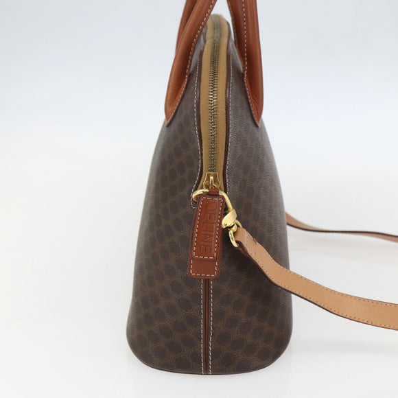CELINE Macadam Canvas Hand Bag PVC Leather 2way Brown Gold Auth 157458V