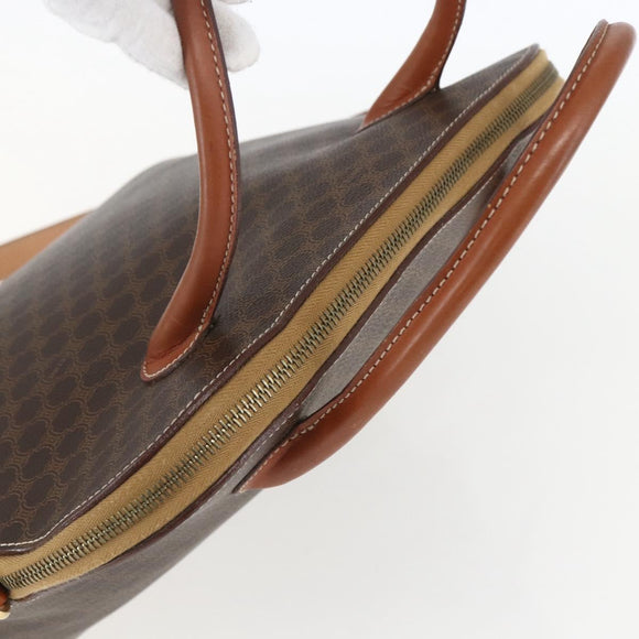 CELINE Macadam Canvas Hand Bag PVC Leather 2way Brown Gold Auth 157458V