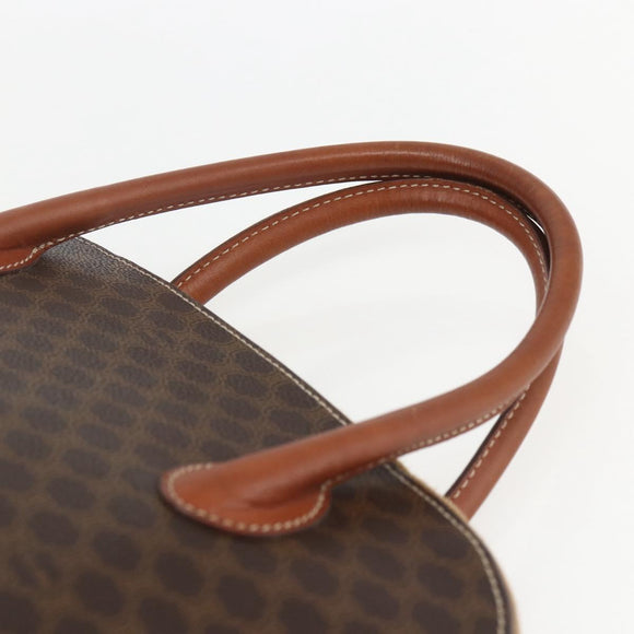 CELINE Macadam Canvas Hand Bag PVC Leather 2way Brown Gold Auth 157458V