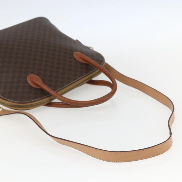 CELINE Macadam Canvas Hand Bag PVC Leather 2way Brown Gold Auth 157458V