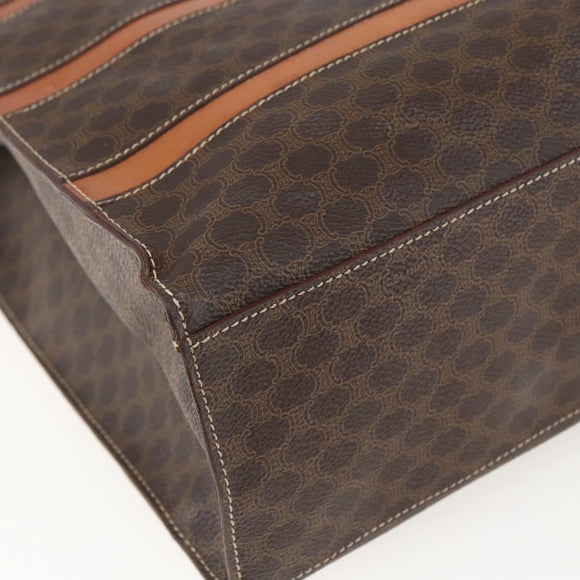 CELINE Macadam Canvas Shoulder Bag PVC Leather Brown Gold Auth 157460