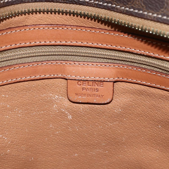 CELINE Macadam Canvas Shoulder Bag PVC Leather Brown Gold Auth 157460