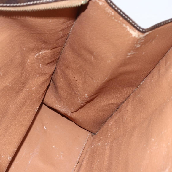 CELINE Macadam Canvas Shoulder Bag PVC Leather Brown Gold Auth 157460