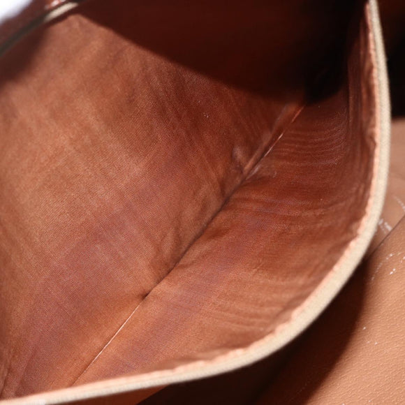 CELINE Macadam Canvas Shoulder Bag PVC Leather Brown Gold Auth 157460