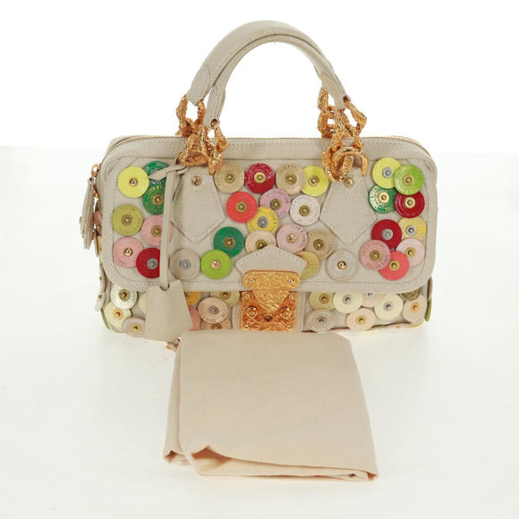 LOUIS VUITTON Fleur Tinkerbell Hand Bag Leather White M95407 LV Auth 157462SM