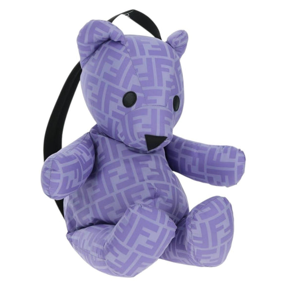 FENDI Zucca Canvas Bear Backpack Nylon Purple Silver Auth 157464SAM