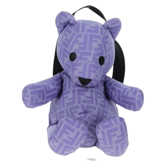FENDI Zucca Canvas Bear Backpack Nylon Purple Silver Auth 157464SAM