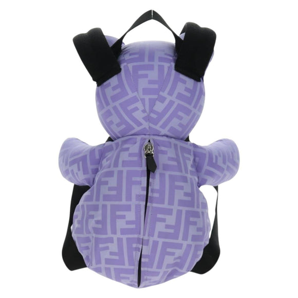 FENDI Zucca Canvas Bear Backpack Nylon Purple Silver Auth 157464SAM