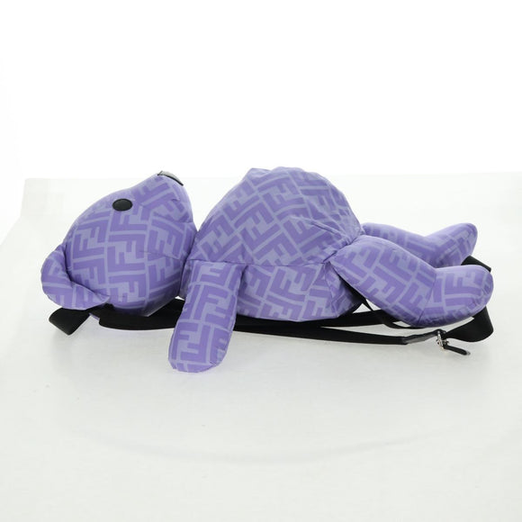 FENDI Zucca Canvas Bear Backpack Nylon Purple Silver Auth 157464SAM
