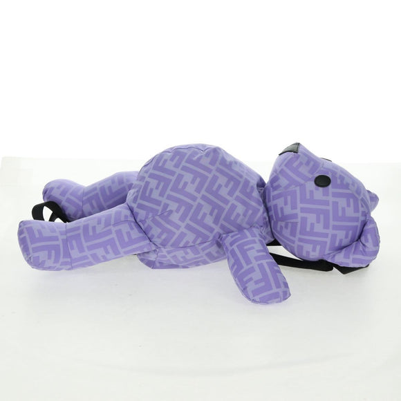 FENDI Zucca Canvas Bear Backpack Nylon Purple Silver Auth 157464SAM