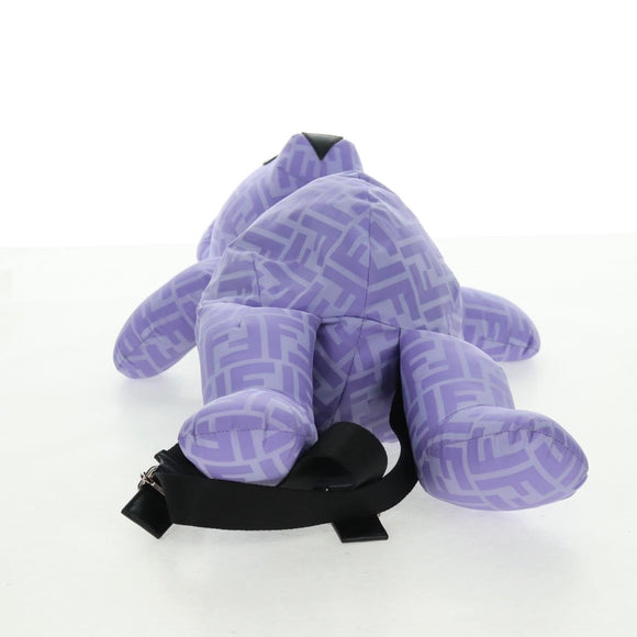 FENDI Zucca Canvas Bear Backpack Nylon Purple Silver Auth 157464SAM