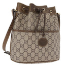 GUCCI GG Plus Supreme Shoulder Bag PVC Beige Gold Auth 157465-1