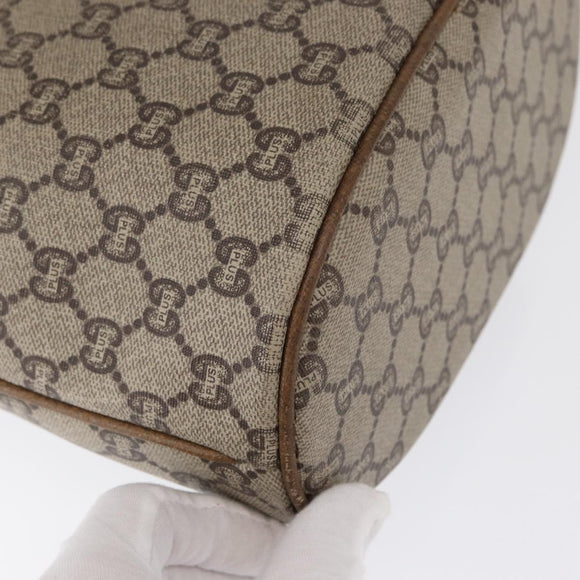 GUCCI GG Plus Supreme Shoulder Bag PVC Beige Gold Auth 157465