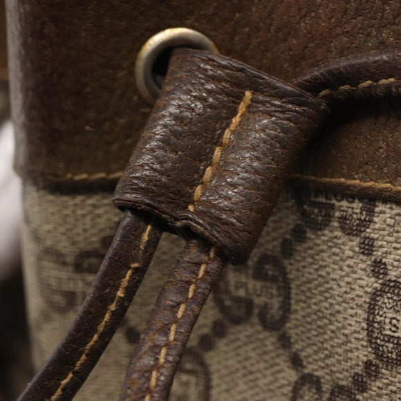 GUCCI GG Plus Supreme Shoulder Bag PVC Beige Gold Auth 157465