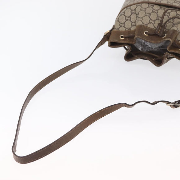 GUCCI GG Plus Supreme Shoulder Bag PVC Beige Gold Auth 157465