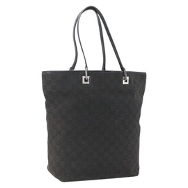 GUCCI GG Canvas Tote Bag Black Silver 31243 Auth 157468