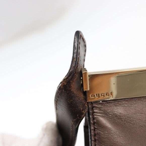 GUCCI Shoulder Bag Leather Gold Metallic brown 001 2058 1920 0 Auth 157469