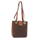 CELINE Macadam Canvas Shoulder Bag PVC Leather Brown Gold Auth 157470-1